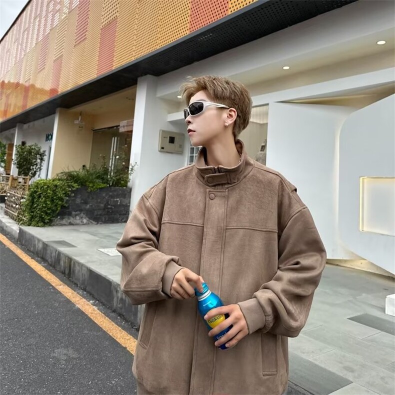 麂皮绒外套男春秋季2025新款小众上衣美式宽松休闲夹克1355-P68,男装夹克,星座910-5