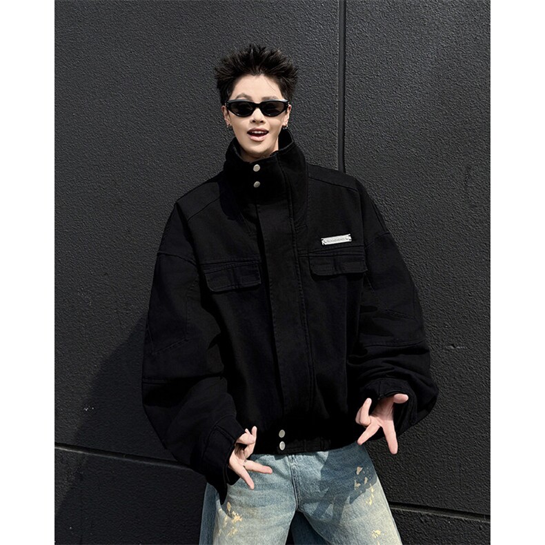 重磅短款夹克外套男款立领痞帅高级感美式工装上衣潮JK301-P88,男装夹克,星座308B-1