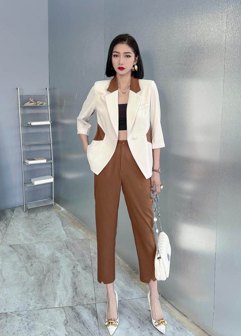 【现货】夏季新款短袖西装长款套装，女装西装，罗琳格