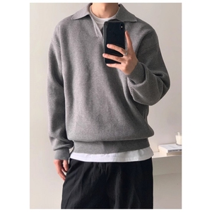 Polo领毛衣男秋冬宽松翻领针织衫上衣包芯纱慵懒外套 M5316图片