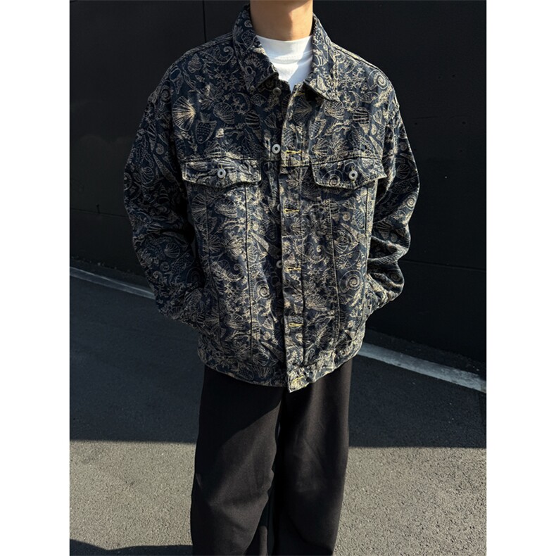 B221美式高街暗黑小众重工艺印花牛仔外套SY2536-特P70控118，男装工装外套，电商B221