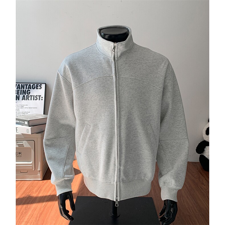 重磅boxy短款全棉450克开衫双拉链卫衣立领外套男RH5321-P55，女装短外套，星座610B-1