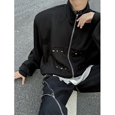 XZ1005-1-TTH0097-批88-设计感金属开衫卫衣，男装卫衣，星座1005-1