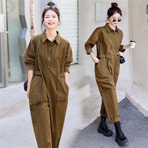 时尚显瘦工装连体裤女春季新款宽松休闲长裤气质百搭潮流女装图片