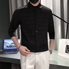 衬衫男短袖潮牌冰丝七分袖男装夏季衣服休闲痞帅半袖衬衣潮C305，男装T恤，星座1116A-2（原606A-1）