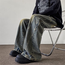 2024春季新款水洗做旧牛仔裤男日系复古宽松直筒裤现货K7698-P59，男装牛仔裤，星座512-3