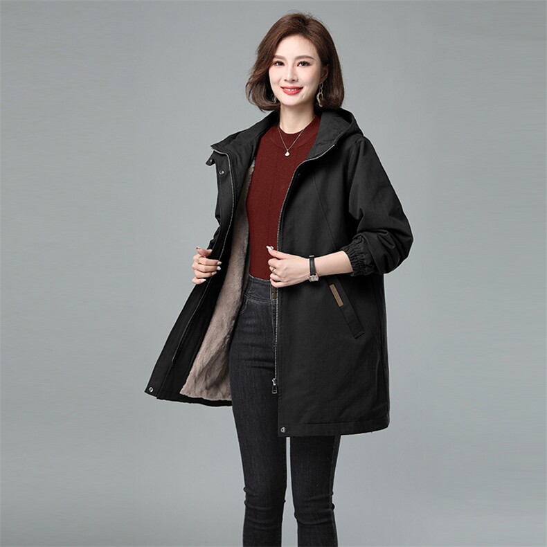 棉衣女中长款2025冬季新款加厚爆款派克棉服中年妈妈加绒棉袄外套,女装派克服,秋牧寒烟