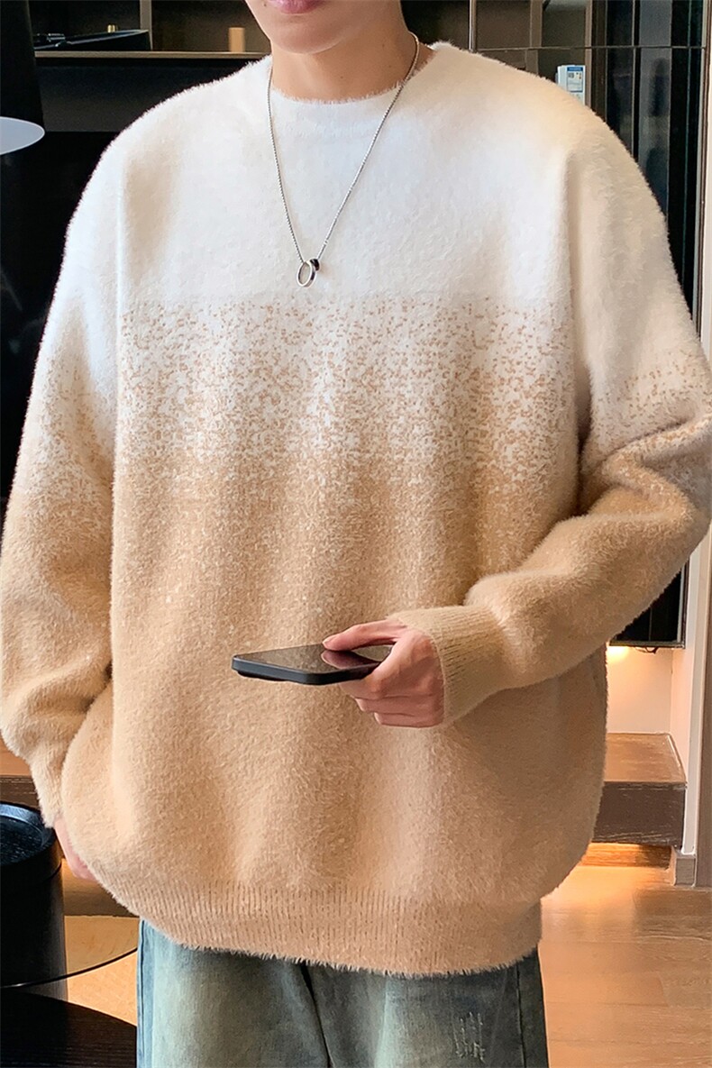 311B-1-CM-3958-P65控89港风貂毛水貂绒渐变提花春色大码针织毛衣,男装针织衫/毛衣,星座311B-1