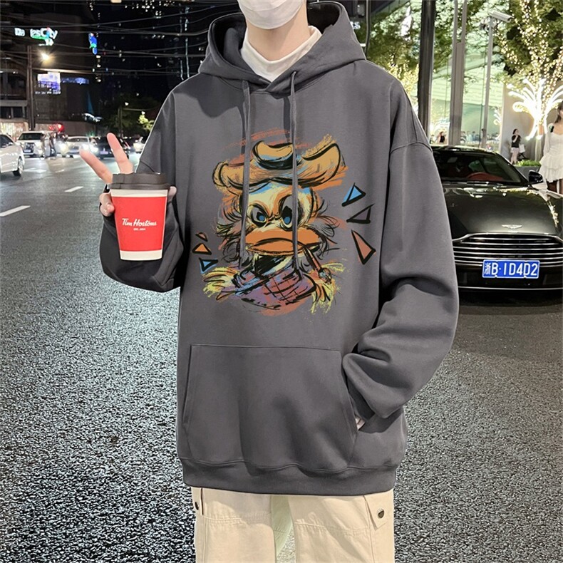 电商DSA028-MT23L123100聚酯P35新款潮流印花连帽卫衣男限49,男装卫衣,电商A028