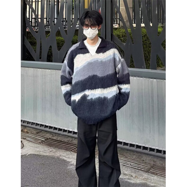 百搭文艺流行简约慵懒仿貂毛套头立领毛衣新款气质日系M506,男装针织衫/毛衣,星座1116A（原606A-3）