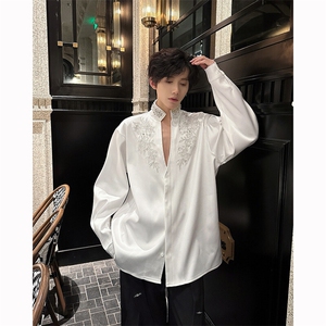 现货！25春季男士重工珠片刺绣轻奢醋酸衬衫CS125-P118图片