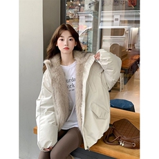 高级拼接毛领花苞派克服巴恩风棉斯男女同款外套M8856，女装短外套，星座1116A（原606A-3）