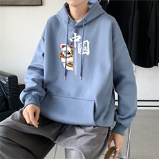 L2415P48秋卫衣2023秋新款港风ins连帽套头印花卫衣外套学生男女，男装卫衣，星座510A-1
