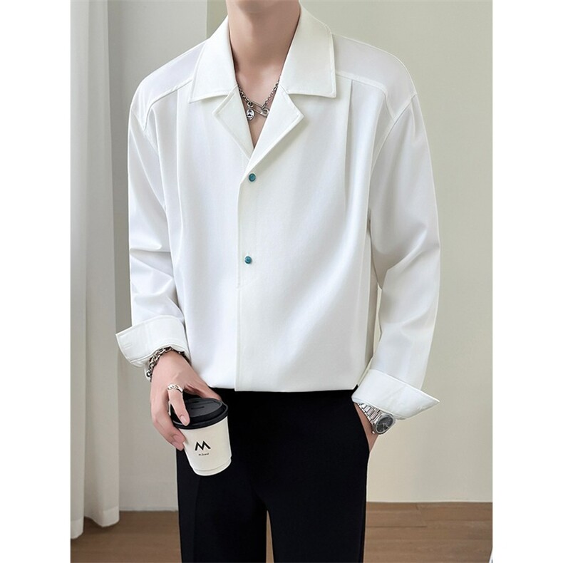 春秋季新款男士潮流休闲长袖衬衫百搭时尚高级感痞帅宽松衬衣，男装衬衫，星座410-6（原星座1304-1）