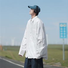 2025春款cityboy白色百搭纯色长袖衬衫宽松衬衣A017C6P58，男装衬衫，电商A017