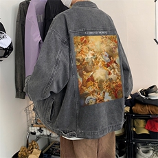 直播品质美式高街扎染印花复古水洗牛仔衣潮流夹克外套NZ17特65，男装夹克，电商A486