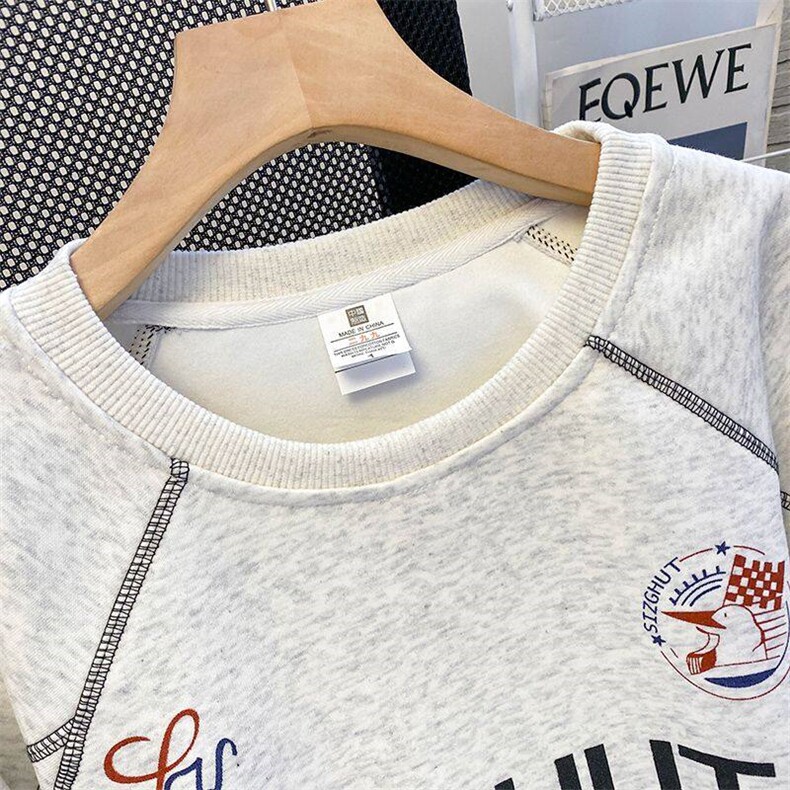 EE182-P65华棉卫衣女薄款2025早春新款圆领长袖t恤上衣,男装T恤,星座911-3
