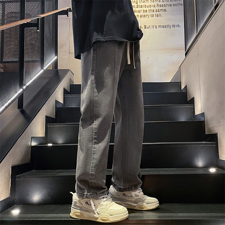 美式高街牛仔裤港风男女高级垂感直筒阔腿休闲裤B381-1/772P48，男装牛仔裤，电商B381-1