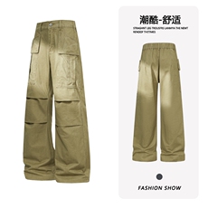 B221美式ins高街修身微喇洗褪工装休闲牛仔裤LK25609-特P50控98，男装牛仔裤，电商B221
