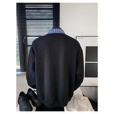 假两件格子polo衫卫衣男款春秋华夫格翻领宽松休闲衣服WB555-P35，男装Polo衫，星座412-1
