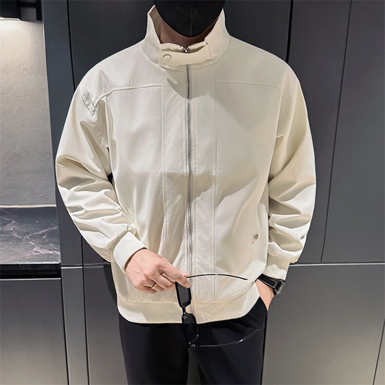 新款社会小伙时尚工装夹克男店主秋装外套男JK87-P78 控128 米白图片