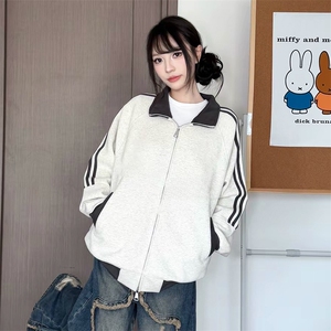 抖音得物高品质26春装美式高街重磅结构拼接织带立领卫衣外套CM42图片