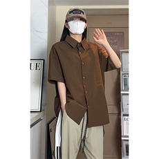 美式潮牌褶皱肌理短袖衬衫男百搭小众通勤衬衣DC2227-特价P30，男装T恤，电商A007