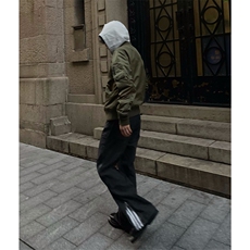 博主图侧拉链条纹牛仔裤男秋冬微喇叭cleanfit裤子-KZA39-P58，男装牛仔裤，星座1007（原301D）