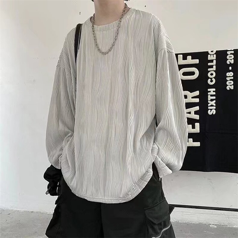 高级感长袖T恤男秋季美式潮牌痞帅条纹体恤卫衣打底上衣L3655-p30,男装T恤,星座1008