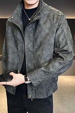 秋季新款皮衣外套男士立领休闲时尚帅气机车皮褂子痞帅，男装皮衣，电商A239