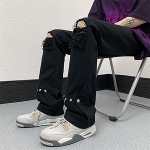 夏季美式高街破洞铆钉牛仔裤货号K750P60图片