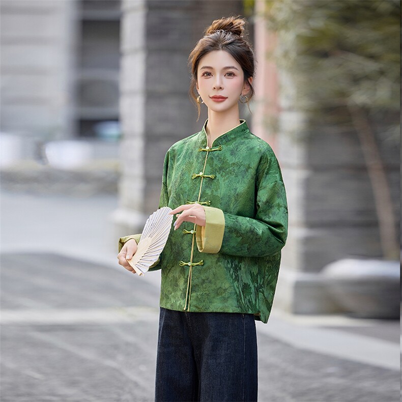 芷墨2025新款秋装时尚复古新中式外套缇花外套超百搭,女装短外套,芷墨服饰