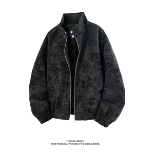 扎染羽绒服90鸭绒复古休闲保暖皮衣夹克男 D54143-TP135 不图片