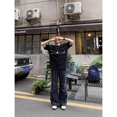 弯刀工装裤男cleanfit复古做旧宽松设计感休闲长裤潮牌，男装牛仔裤，星座506