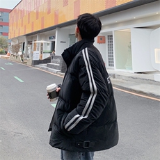 情侣棉衣男秋冬季加厚棉袄外套条纹宽松ins潮面包棉服M0752-P108，男装棉衣，星座308B-1