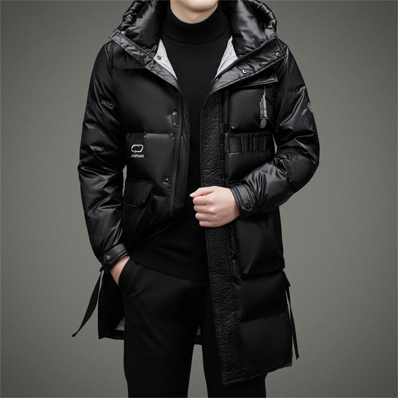 DZ8602钱塘2020-3中青年男士冬季厚款连帽长款百搭羽绒服P395,男装羽绒服,钱塘207-3