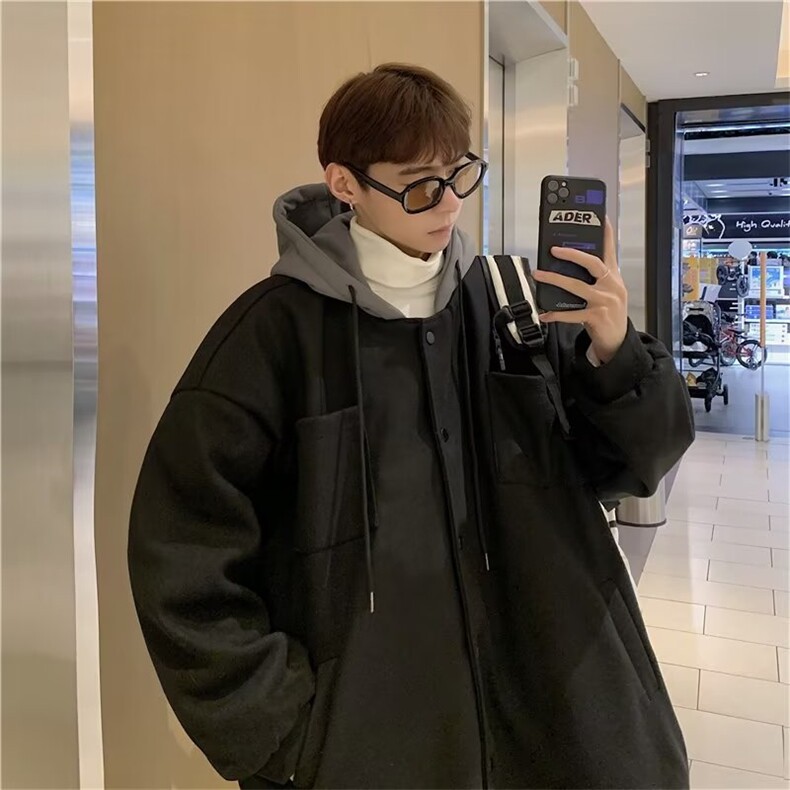 中长款风衣撞色外套男秋冬青少年男士毛呢大衣夹克外套JK105P68,男装夹克,星座1116-2