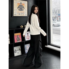 新款美式褶皱阔腿西裤男痞帅垂感高级感伞兵工装弯刀裤LZ2288-p45，男装西裤，星座1008