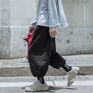 2021秋季新大码男港风外景日系复古抽绳束脚九分休闲裤K2016-P35图片