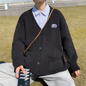 2024秋冬款潮牌美式高街复古高龄毛衣男女宽松针织外套图片