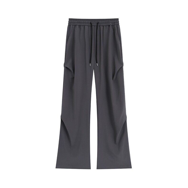冰丝阔腿侧边褶皱休闲裤K012平铺92%聚酯纤维8%氨纶(S-2XL)TP24,男装休闲裤,电商A088