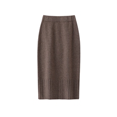 2025年秋季百搭时尚百搭通勤简约休闲多股下抽条裙，女装半身裙，举月羊绒