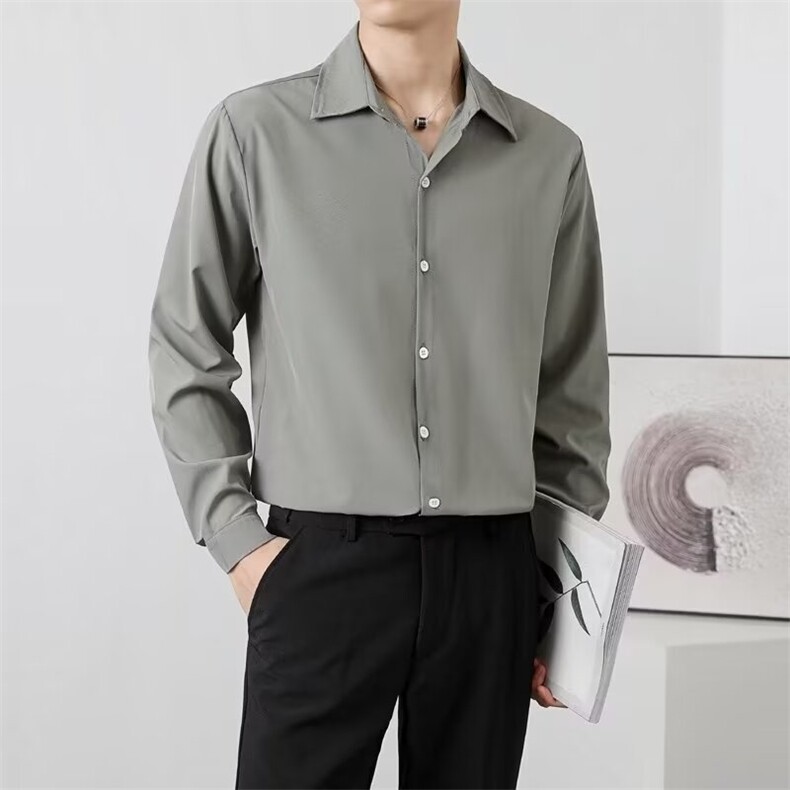 衬衫男士春秋季轻熟风男装宽松休闲免烫垂感高级感长袖衬衣Y05，男装衬衫，星座1116A-2（原606A-1）