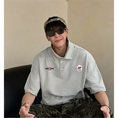 抖音得物供货现货网眼透气翻领T恤美式宽松潮牌短袖POLO衫APL12，男装T恤，电商A443