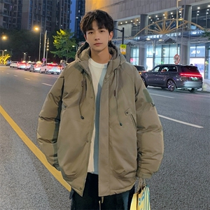 港风潮牌工装棉衣男休闲连帽棉服秋冬加厚保暖冲锋衣棉衣外套连帽图片