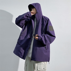 中性风工装冲锋衣男高品纯色宽松夹克外套DSA157B-J91-P60图片