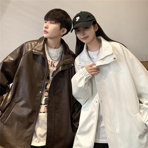 1美式鳄鱼纹钢印大码M-5XL面层：PU皮夹克男JK8749P90控128图片