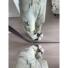 B221美式ins高街小众情侣款大破洞牛仔裤LK23078-P55控78，男装牛仔裤，电商B221