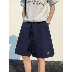 日系复古刺绣工装短裤男款夏季户外运动机能风宽松百搭休闲五分裤图片