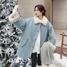 25冬季新品蓝色保暖派克休闲棉服5569-P225-K338，女装派克服，2C305